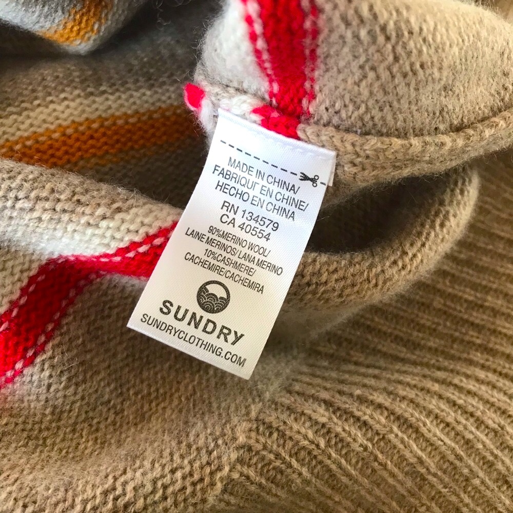 Sundry Oatmeal Rainbow Stripe Oversized Sweater - Picture 3 of 8